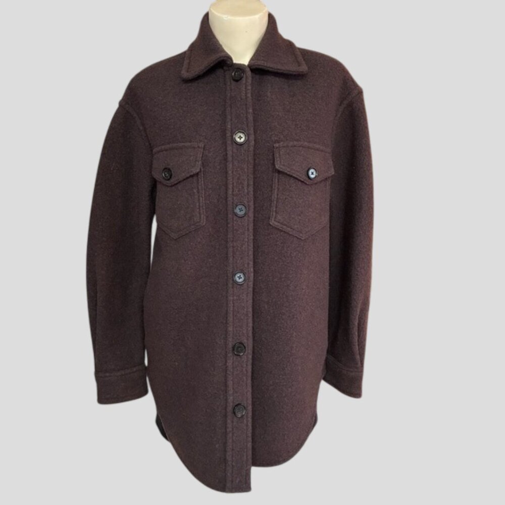 Aritzia Wilfred Free The Ganna Plum Merino Wool Shacket Shirt Jacket